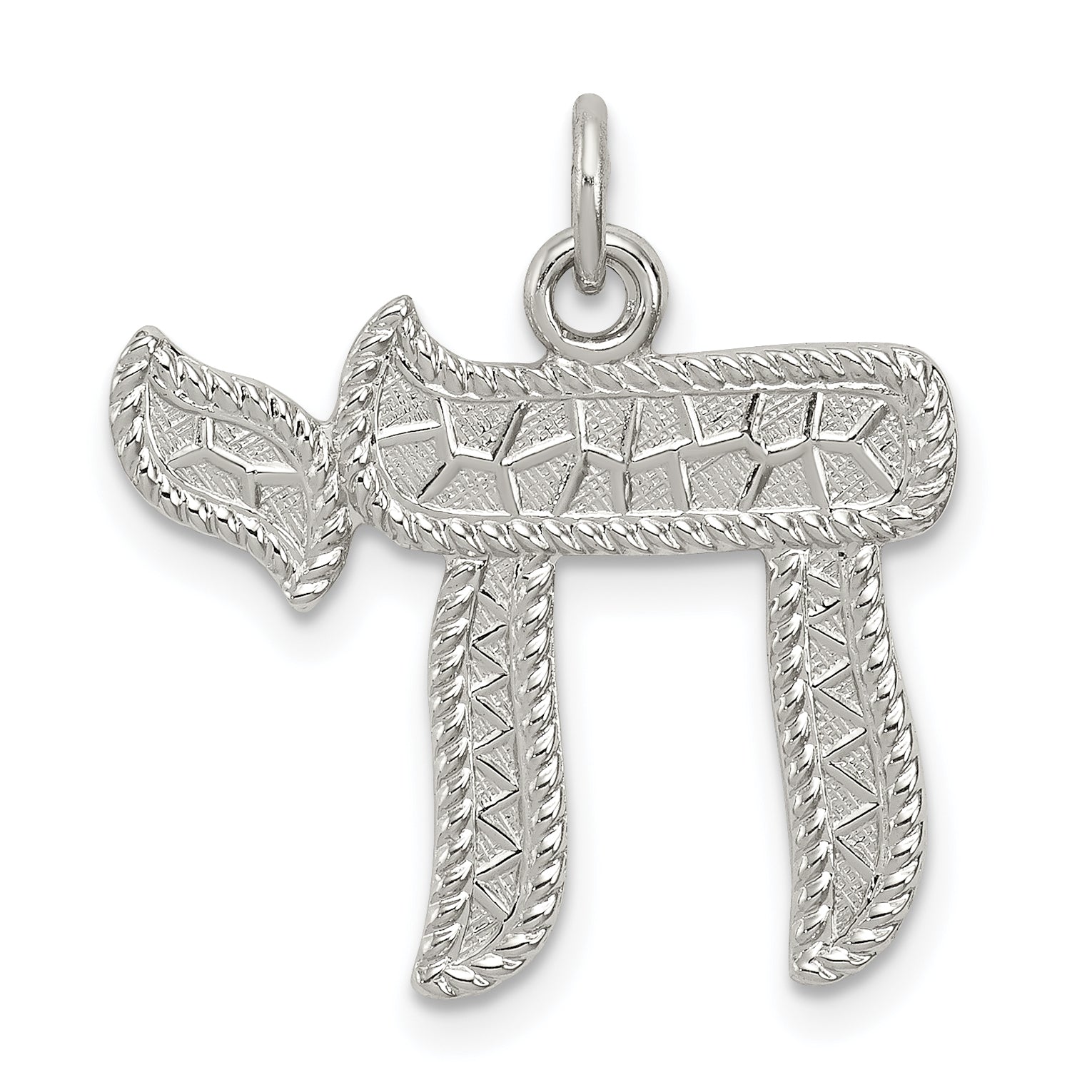 Sterling Silver Rhodium-Plated Chai Pendant