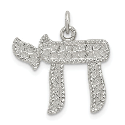 Sterling Silver Rhodium-Plated Chai Pendant
