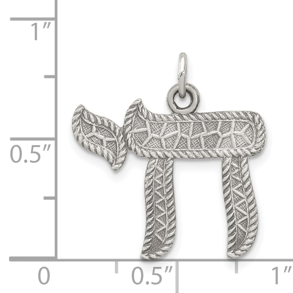 Sterling Silver Antiqued Chai Pendant