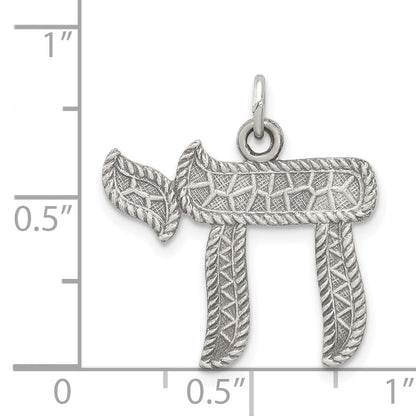 Sterling Silver Antiqued Chai Pendant