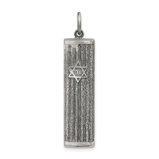 Sterling Silver Antiqued Mezuzah Pendant