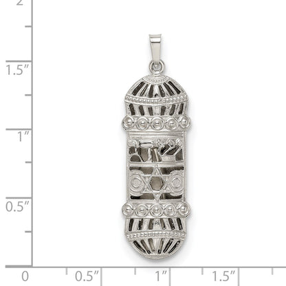 Sterling Silver Fancy Mezuzah Pendant