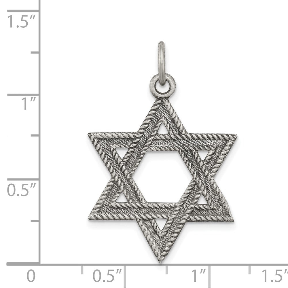 Sterling Silver Antiqued Star Of David Charm