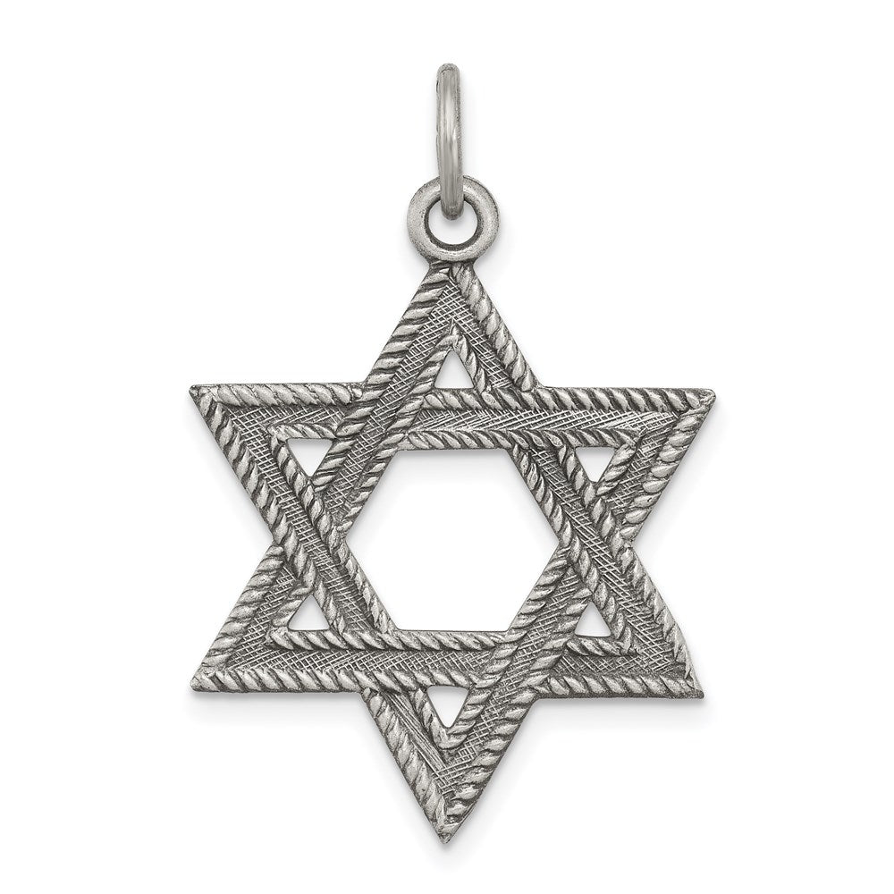 Sterling Silver Antiqued Star Of David Charm