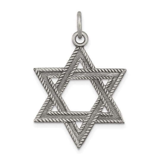 Sterling Silver Antiqued Star Of David Charm