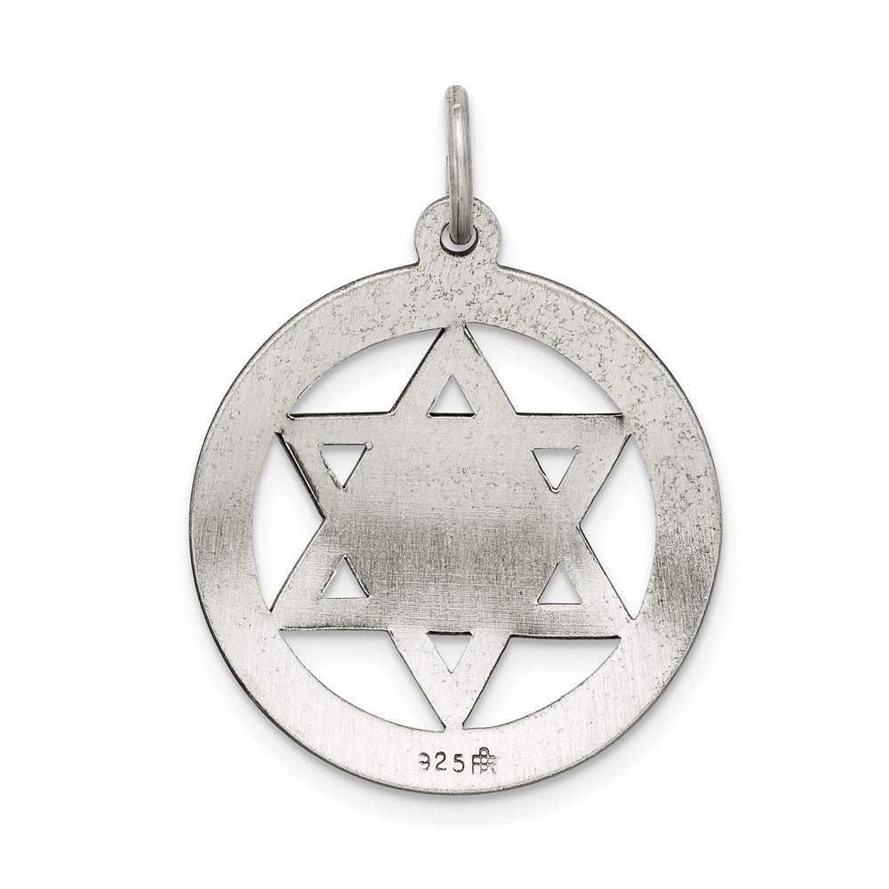 Sterling Silver Antiqued Star Of David Disc Charm