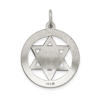Sterling Silver Antiqued Star Of David Disc Charm