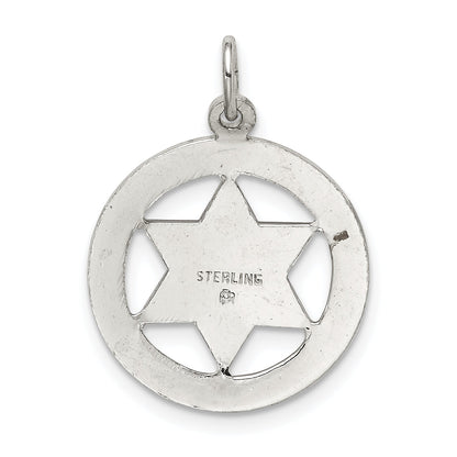 Sterling Silver Star Of David Disc Charm