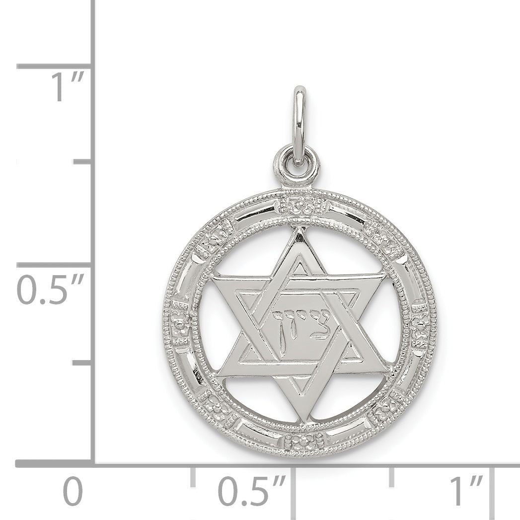 Sterling Silver Star Of David Disc Charm