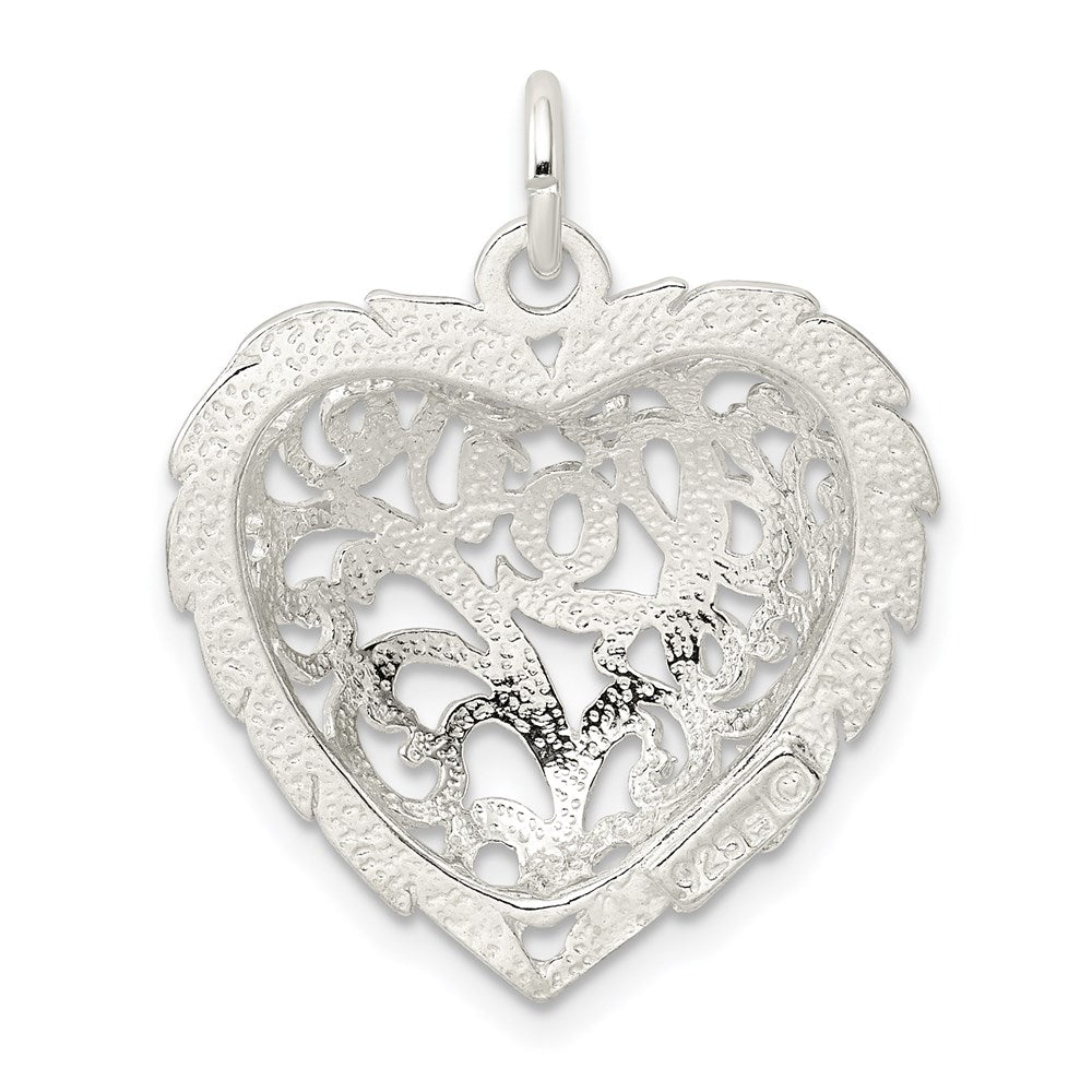 Sterling Silver Diamond-Cut Heart Charm