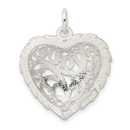 Sterling Silver Diamond-Cut Heart Charm