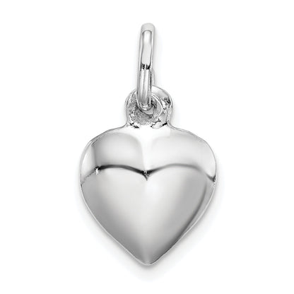 Sterling Silver Rhodium-Plated Puffed Heart Charm