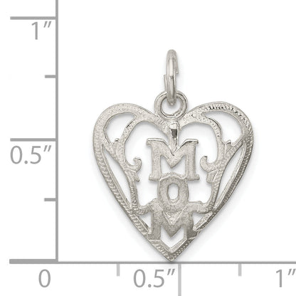 Sterling Silver Mom In Heart Pendant
