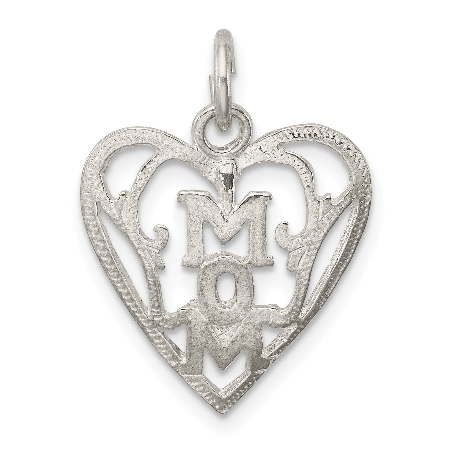 Sterling Silver Mom In Heart Pendant