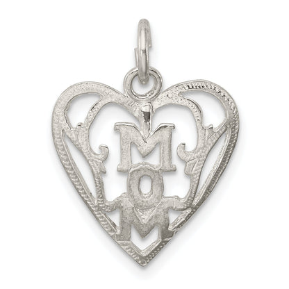Sterling Silver Mom In Heart Pendant