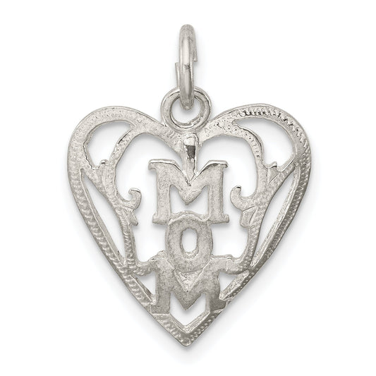 Sterling Silver Mom In Heart Pendant