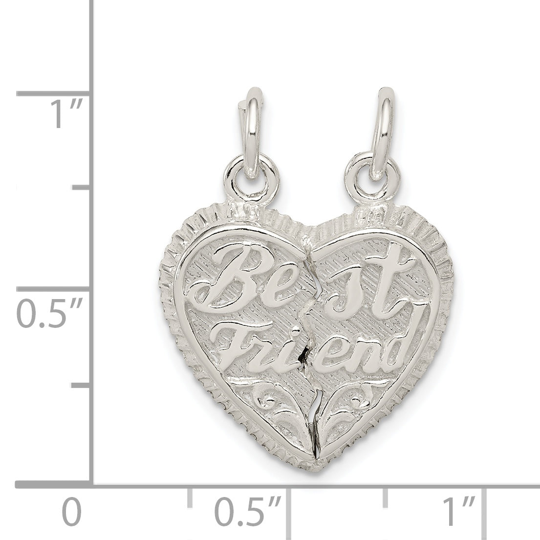 Sterling Silver Best Friend 2-Piece Break Apart Heart Charm