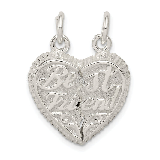 Sterling Silver Best Friend 2-Piece Break Apart Heart Charm