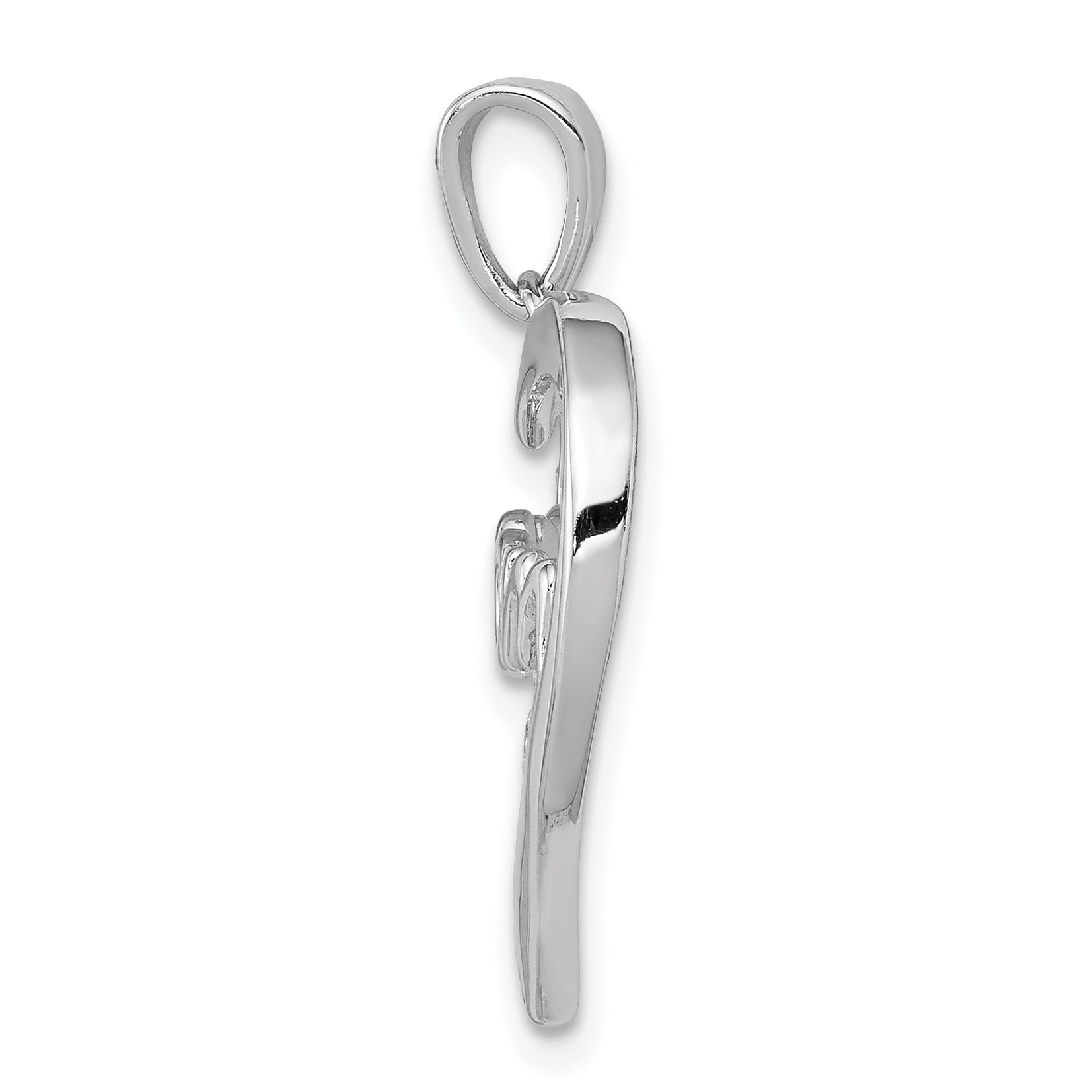 Sterling Silver Rhodium-Plated Mom Cz Heart Pendant