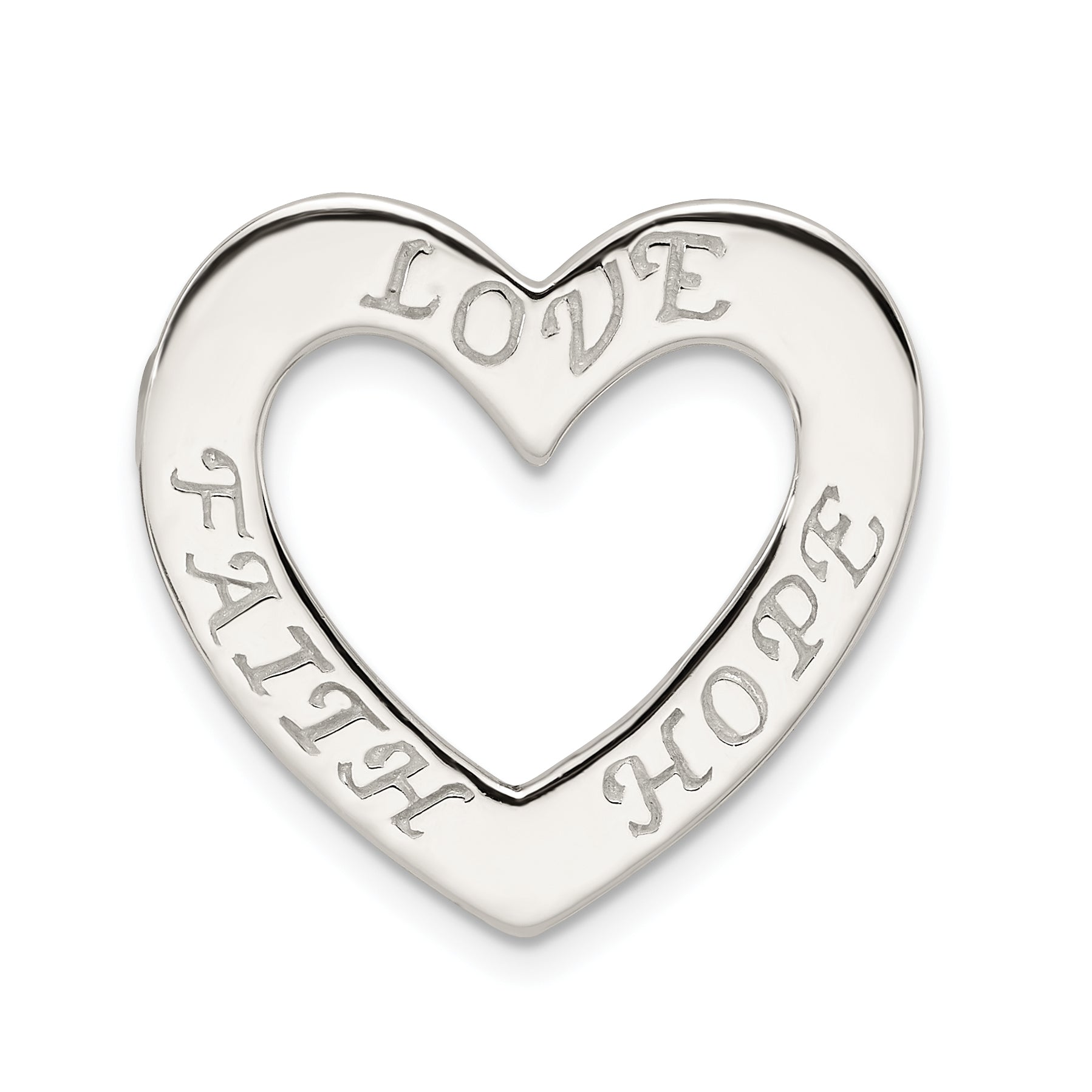 Sterling Silver Faith, Hope, And Love Heart Pendant