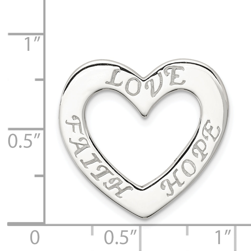 Sterling Silver Faith, Hope, And Love Heart Pendant