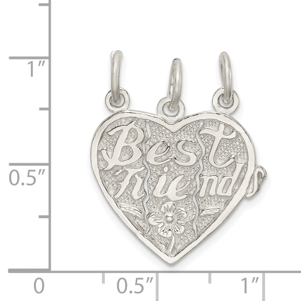 Sterling Silver Best Friends 3-Piece Break Apart Heart Charm
