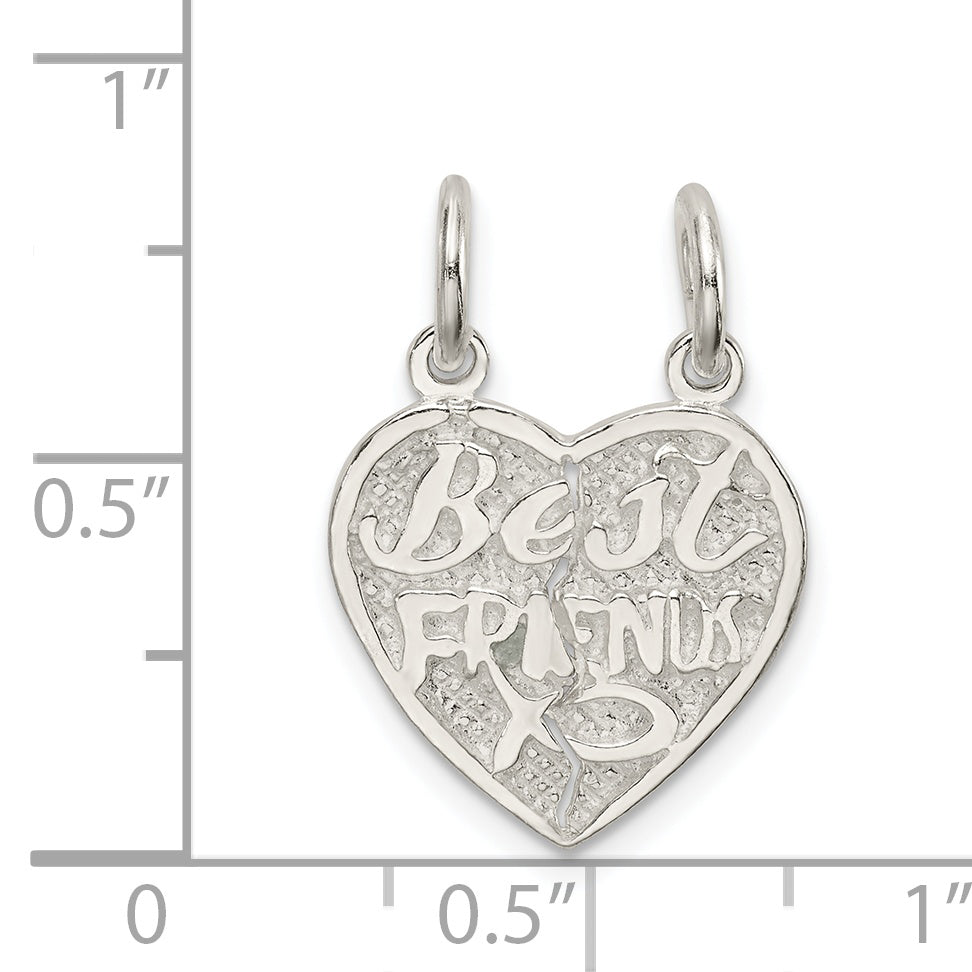 Sterling Silver Best Friends 2-Piece Break Apart Heart Charm