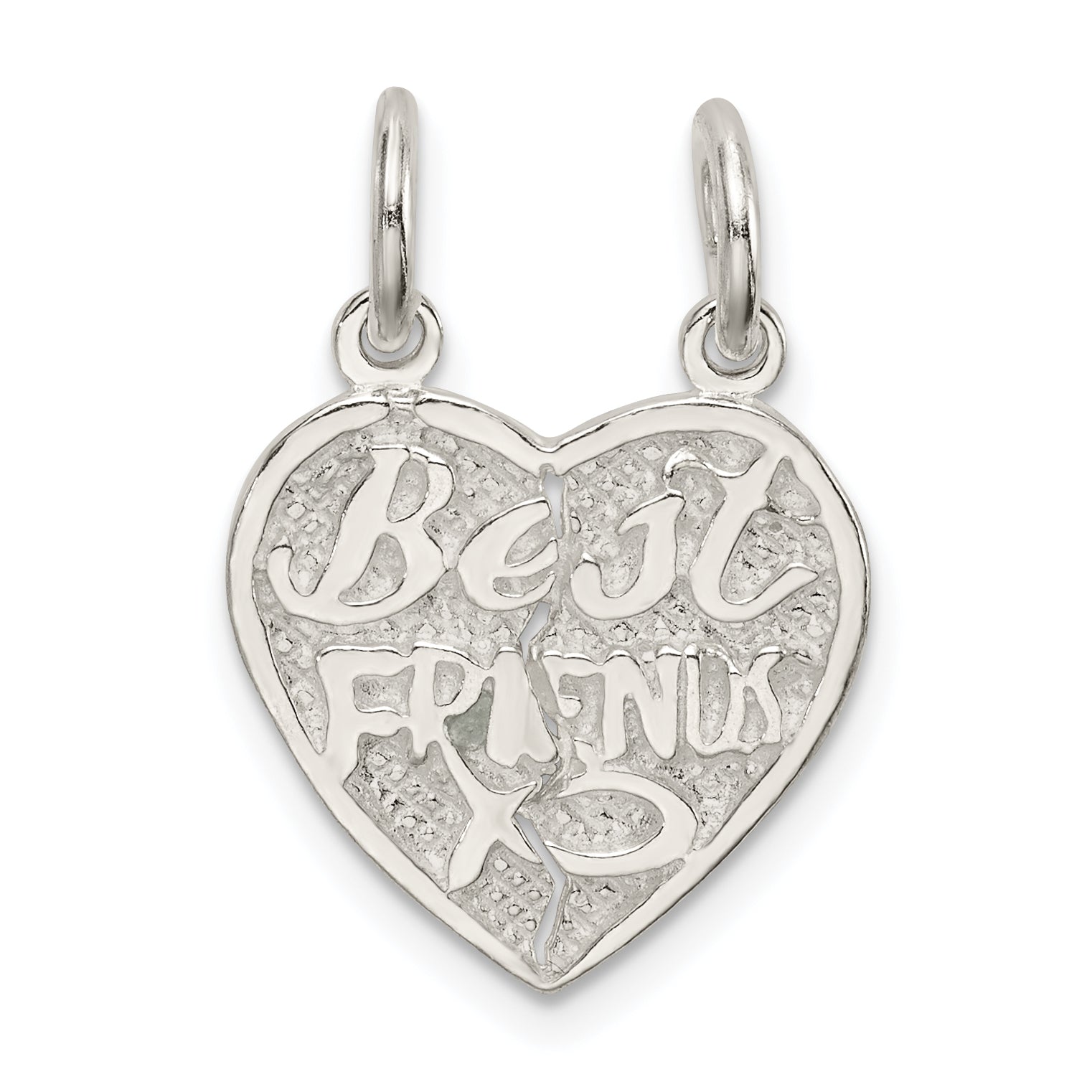 Sterling Silver Best Friends 2-Piece Break Apart Heart Charm
