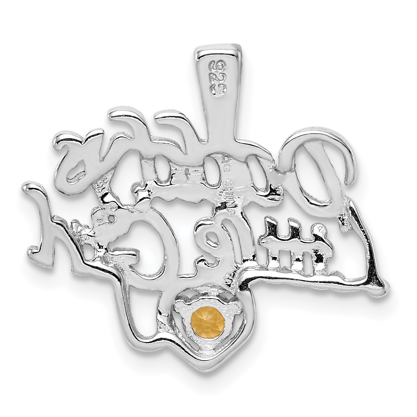 Sterling Silver Rhodium-Platedcitrine Daddy'S Little Girl Pendant