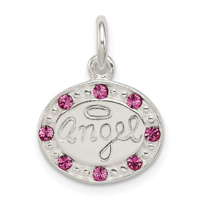 Sterling Silver W/ Stellux Crystal Angel Pendant