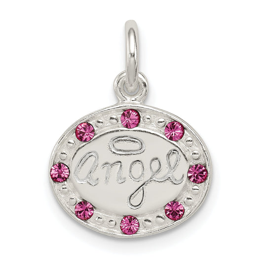 Sterling Silver W/ Stellux Crystal Angel Pendant