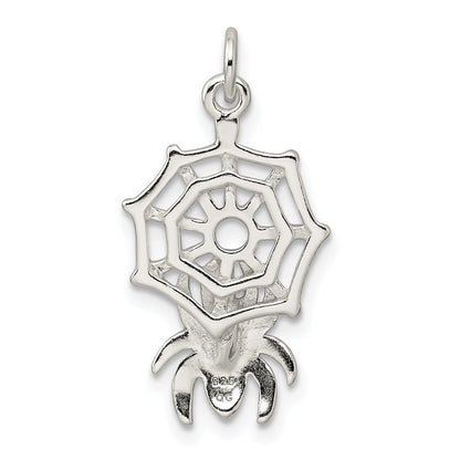 Sterling Silver Spider On Web Charm