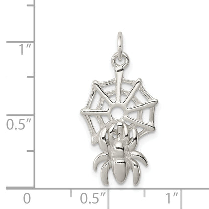 Sterling Silver Spider On Web Charm
