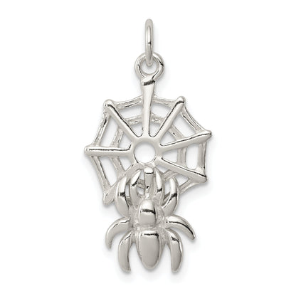 Sterling Silver Spider On Web Charm