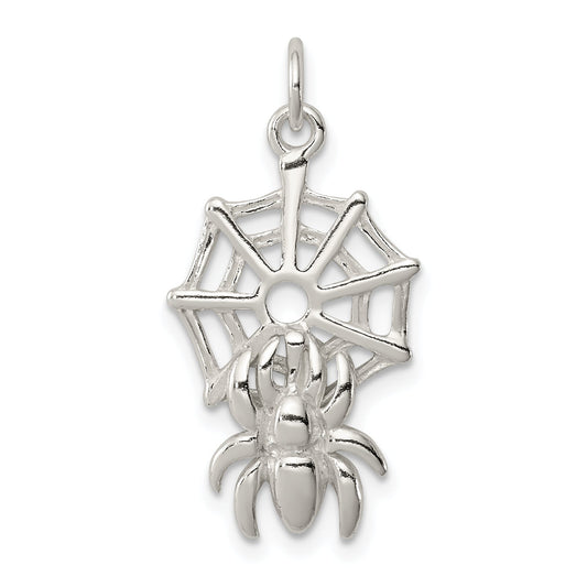 Sterling Silver Spider On Web Charm