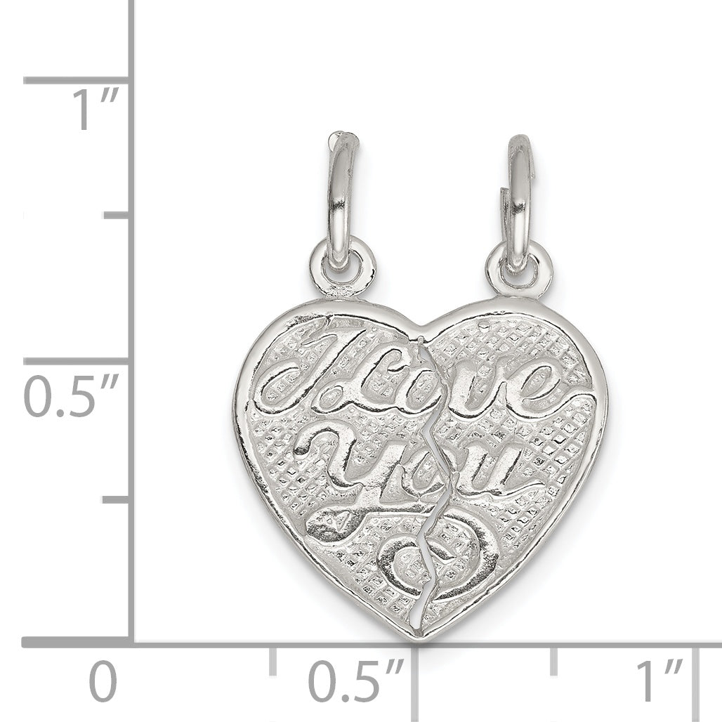 Sterling Silver I Love You 2-Piece Break Apart Heart Charm