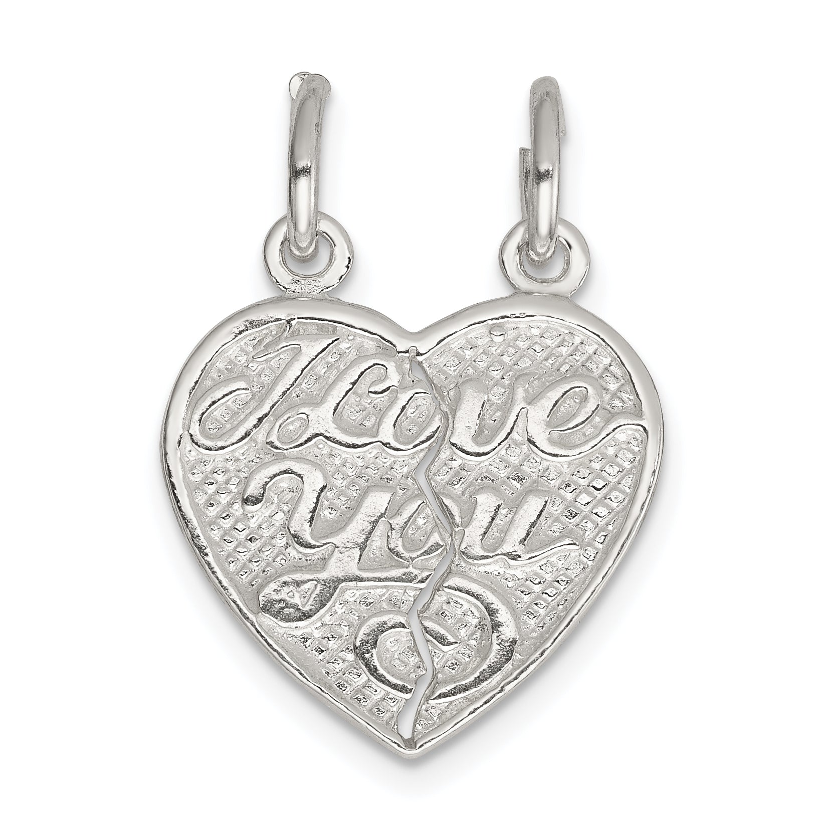 Sterling Silver I Love You 2-Piece Break Apart Heart Charm