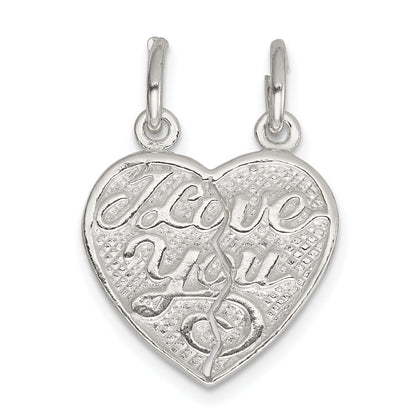 Sterling Silver I Love You 2-Piece Break Apart Heart Charm