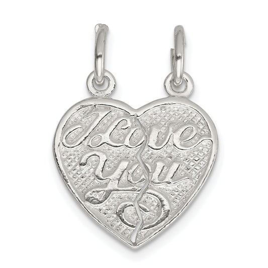 Sterling Silver I Love You 2-Piece Break Apart Heart Charm