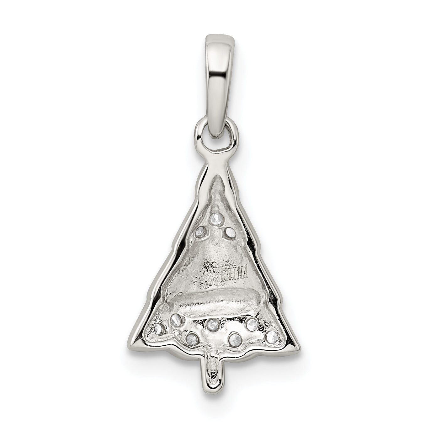 Sterling Silver Rhodium-Plated Cz And Enameled Christmas Tree Pendant