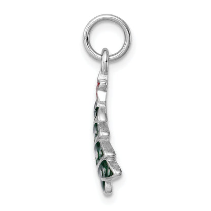 Sterling Silver Rhodium-Platedenamel Christmas Tree Charm