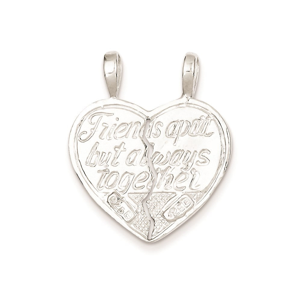 Sterling Silver Best Friend 2-Piece Break Apart Heart Charm