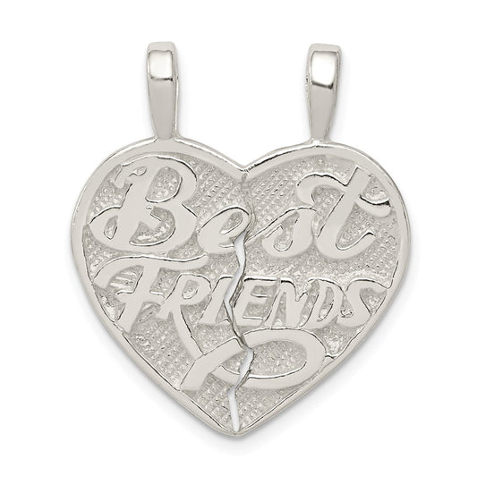 Sterling Silver Best Friend 2-Piece Break Apart Heart Charm