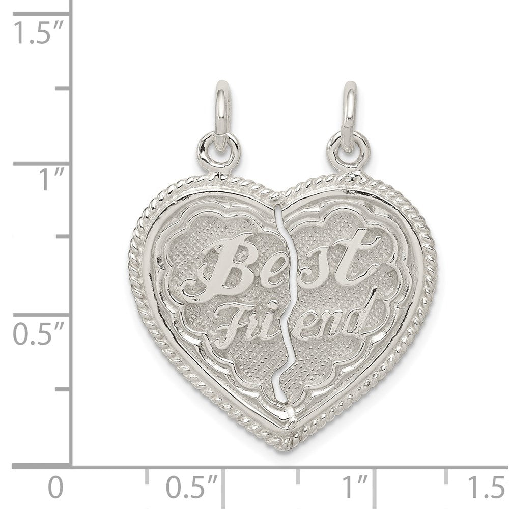 Sterling Silver Best Friend 2-Piece Break Apart Heart Charm