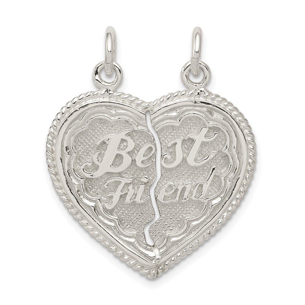Sterling Silver Best Friend 2-Piece Break Apart Heart Charm