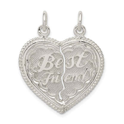 Sterling Silver Best Friend 2-Piece Break Apart Heart Charm