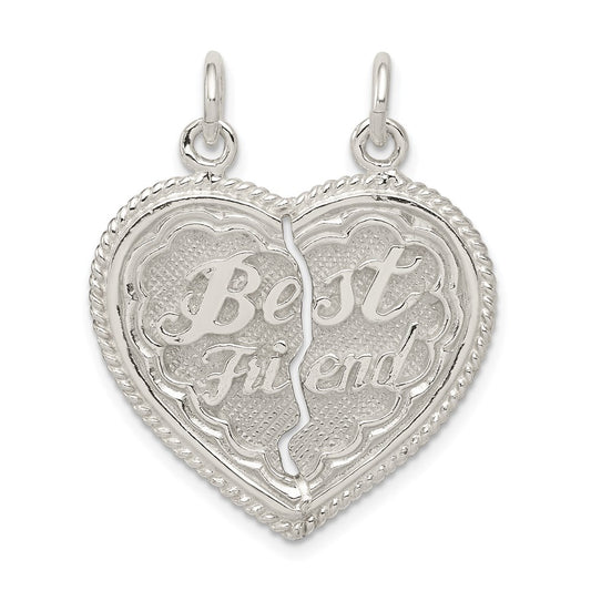 Sterling Silver Best Friend 2-Piece Break Apart Heart Charm