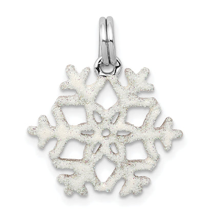 Sterling Silver Rhodium-Plated Enameled Snowflake Charm