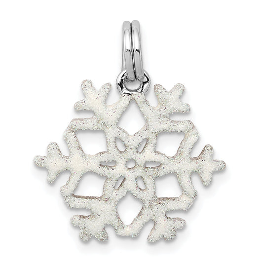 Sterling Silver Rhodium-Plated Enameled Snowflake Charm