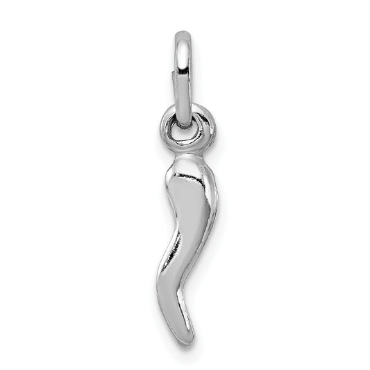 Sterling Silver Rhodium-Plated Italian Horn Charm